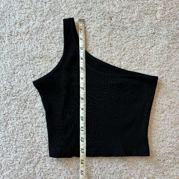 Black Off-Shoulder Crop Ribbed Summer Top Tee Shirt - Picture 5 of 8